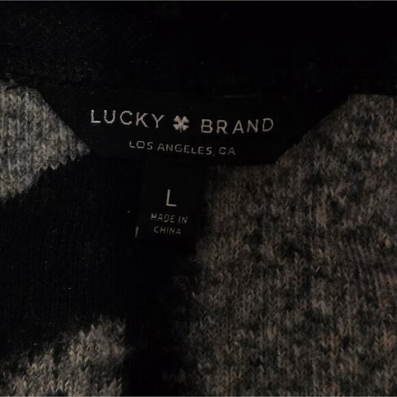 Lucky brand Waterfall Striped Black and Beige Women's Cardigan Sweater Size Larg - Picture 5 of 5